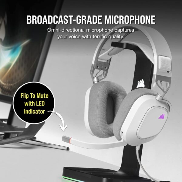 CORSAIR HS80 RGB Over ear WIRELESS Multiplatform Gaming Headset – Dolby Atmos – Omni-Directional Microphone – iCUE Compatible – PC, Mac, PS5, PS4 – White - Image 20