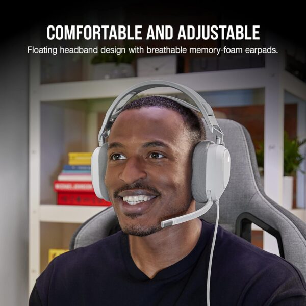 CORSAIR HS80 RGB Over ear WIRELESS Multiplatform Gaming Headset – Dolby Atmos – Omni-Directional Microphone – iCUE Compatible – PC, Mac, PS5, PS4 – White - Image 21