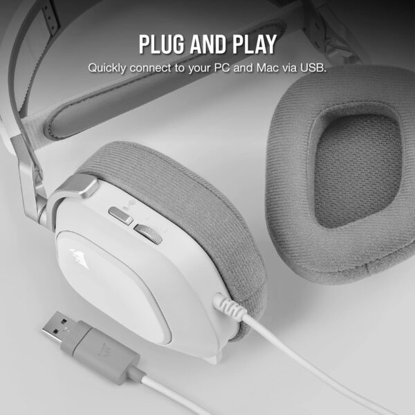 CORSAIR HS80 RGB Over ear WIRELESS Multiplatform Gaming Headset – Dolby Atmos – Omni-Directional Microphone – iCUE Compatible – PC, Mac, PS5, PS4 – White - Image 22