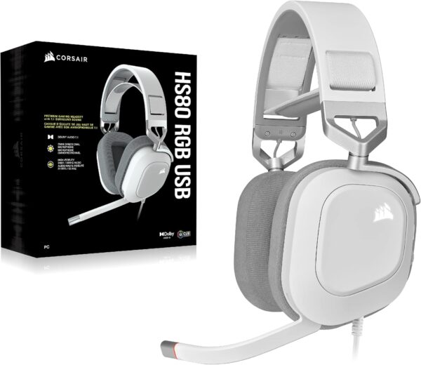 CORSAIR HS80 RGB Over ear WIRELESS Multiplatform Gaming Headset – Dolby Atmos – Omni-Directional Microphone – iCUE Compatible – PC, Mac, PS5, PS4 – White - Image 24