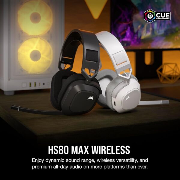 CORSAIR HS80 RGB Over ear WIRELESS Multiplatform Gaming Headset – Dolby Atmos – Omni-Directional Microphone – iCUE Compatible – PC, Mac, PS5, PS4 – White - Image 33