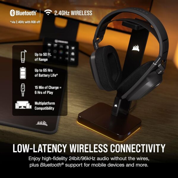 CORSAIR HS80 RGB Over ear WIRELESS Multiplatform Gaming Headset – Dolby Atmos – Omni-Directional Microphone – iCUE Compatible – PC, Mac, PS5, PS4 – White - Image 34