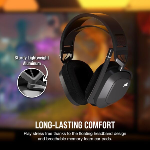 CORSAIR HS80 RGB Over ear WIRELESS Multiplatform Gaming Headset – Dolby Atmos – Omni-Directional Microphone – iCUE Compatible – PC, Mac, PS5, PS4 – White - Image 35