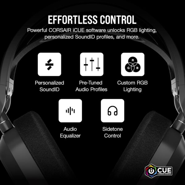 CORSAIR HS80 RGB Over ear WIRELESS Multiplatform Gaming Headset – Dolby Atmos – Omni-Directional Microphone – iCUE Compatible – PC, Mac, PS5, PS4 – White - Image 39