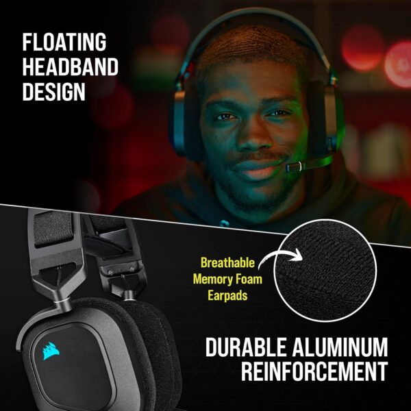 CORSAIR HS80 RGB Over ear WIRELESS Multiplatform Gaming Headset – Dolby Atmos – Omni-Directional Microphone – iCUE Compatible – PC, Mac, PS5, PS4 – White - Image 45