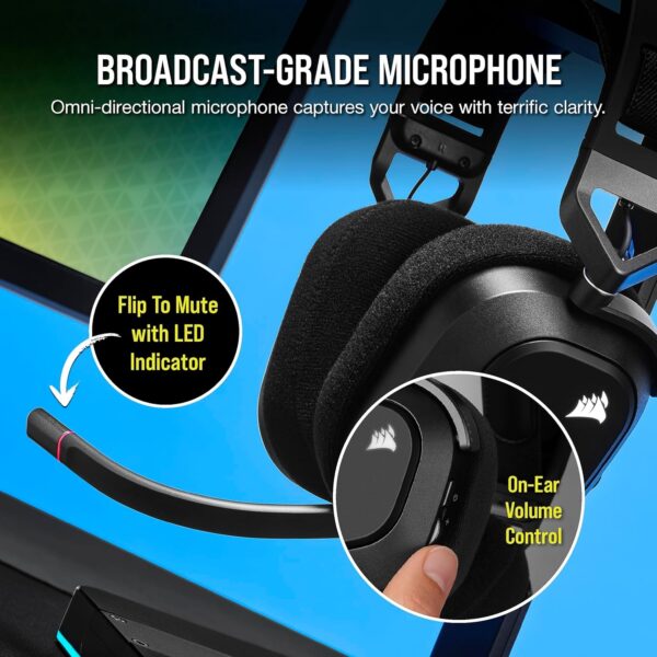 CORSAIR HS80 RGB Over ear WIRELESS Multiplatform Gaming Headset – Dolby Atmos – Omni-Directional Microphone – iCUE Compatible – PC, Mac, PS5, PS4 – White - Image 47