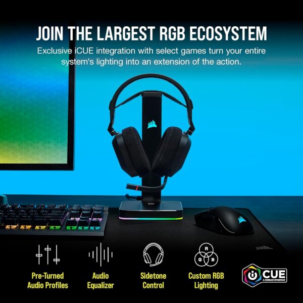 CORSAIR HS80 RGB Over ear WIRELESS Multiplatform Gaming Headset – Dolby Atmos – Omni-Directional Microphone – iCUE Compatible – PC, Mac, PS5, PS4 – White - Image 48