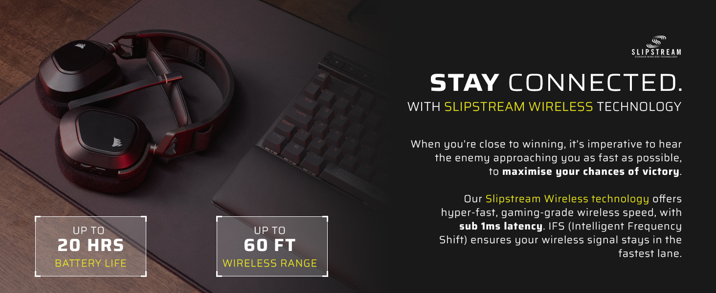 Slipstream Wireless; Low Latency; Wireless Headset; Long Wireless Range; Long Battery Life