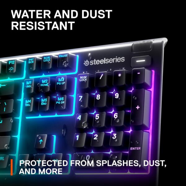 SteelSeries Apex 3 - RGB Gaming Keyboard - 10-Zone RGB Illumination - Premium Magnetic Wrist Rest - IP32 Water & Dust Resistant - English QWERTY Layout PC, Standard, Black - Image 5
