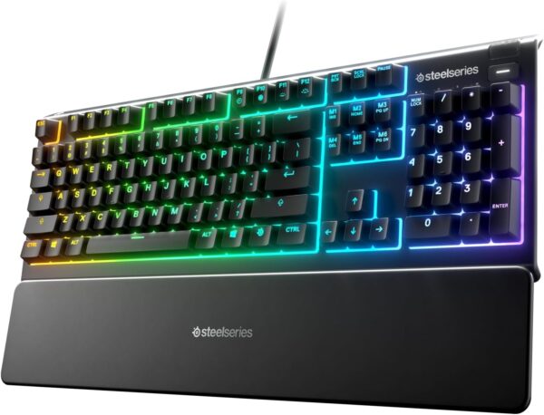 SteelSeries Apex 3 - RGB Gaming Keyboard - 10-Zone RGB Illumination - Premium Magnetic Wrist Rest - IP32 Water & Dust Resistant - English QWERTY Layout PC, Standard, Black - Image 8