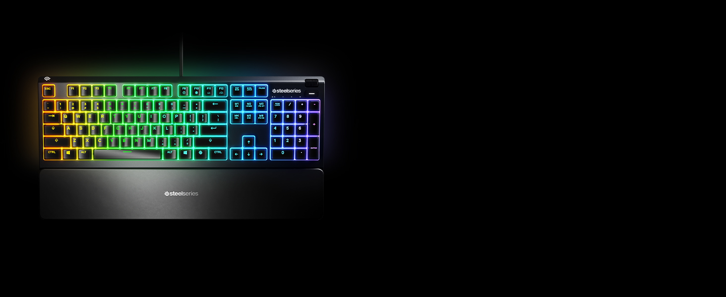 SteelSeries Apex 3 - RGB Gaming Keyboard - 10-Zone RGB Illumination - Premium Magnetic Wrist Rest