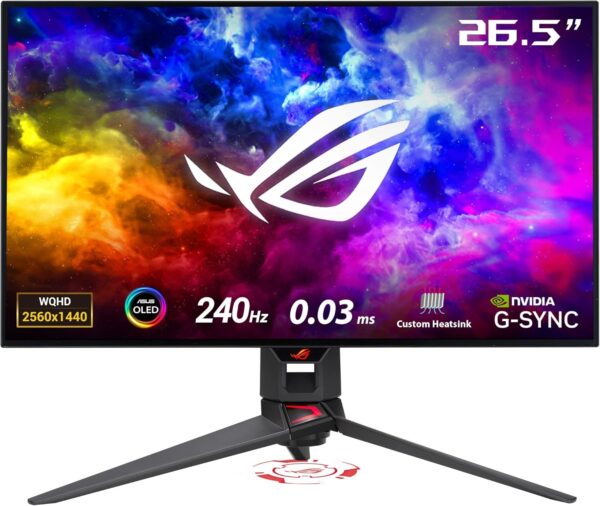 ASUS ROG Swift OLED PG27AQDM gaming monitor ― 27-inch (26.5-inch viewable) QHD (2560 x 1440) OLED panel, 240Hz, 0.03 ms response time, G-SYNC® compatible, 99% DCI-P3, true 10-bit color