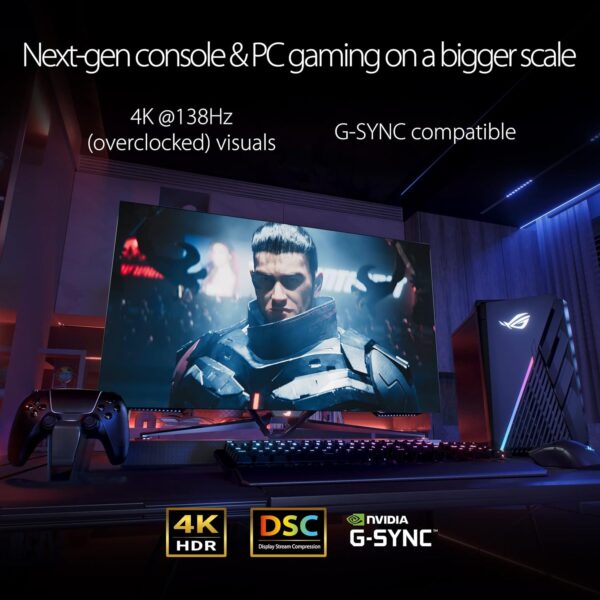 ASUS ROG Swift OLED PG27AQDM gaming monitor ― 27-inch (26.5-inch viewable) QHD (2560 x 1440) OLED panel, 240Hz, 0.03 ms response time, G-SYNC® compatible, 99% DCI-P3, true 10-bit color - Image 6