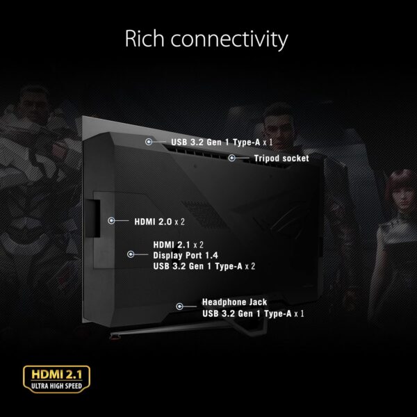 ASUS ROG Swift OLED PG27AQDM gaming monitor ― 27-inch (26.5-inch viewable) QHD (2560 x 1440) OLED panel, 240Hz, 0.03 ms response time, G-SYNC® compatible, 99% DCI-P3, true 10-bit color - Image 7