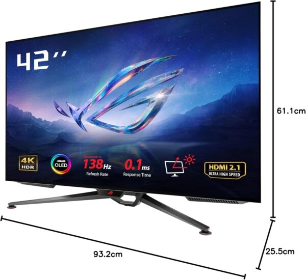 ASUS ROG Swift OLED PG27AQDM gaming monitor ― 27-inch (26.5-inch viewable) QHD (2560 x 1440) OLED panel, 240Hz, 0.03 ms response time, G-SYNC® compatible, 99% DCI-P3, true 10-bit color - Image 9