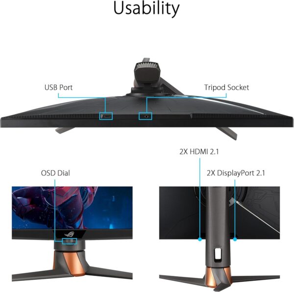ASUS ROG Swift OLED PG27AQDM gaming monitor ― 27-inch (26.5-inch viewable) QHD (2560 x 1440) OLED panel, 240Hz, 0.03 ms response time, G-SYNC® compatible, 99% DCI-P3, true 10-bit color - Image 30
