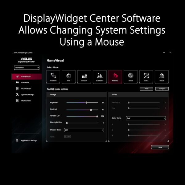 ASUS ROG Swift OLED PG27AQDM gaming monitor ― 27-inch (26.5-inch viewable) QHD (2560 x 1440) OLED panel, 240Hz, 0.03 ms response time, G-SYNC® compatible, 99% DCI-P3, true 10-bit color - Image 46