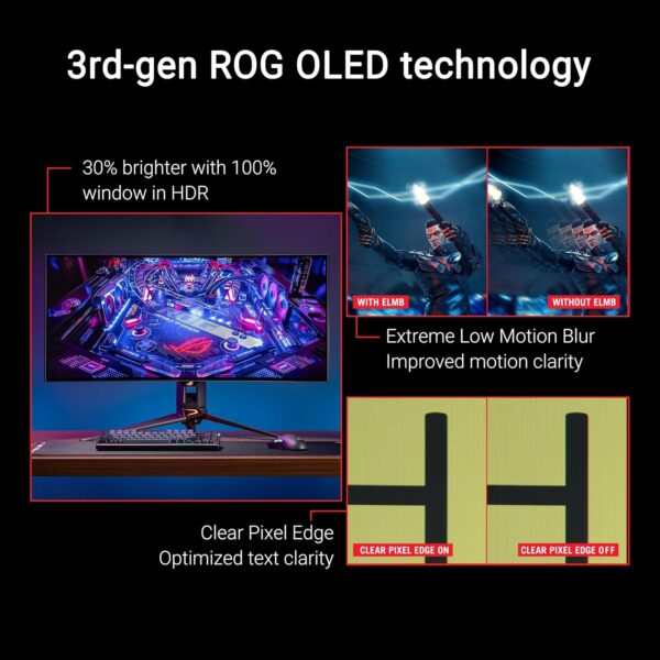 ASUS ROG Swift OLED PG27AQDM gaming monitor ― 27-inch (26.5-inch viewable) QHD (2560 x 1440) OLED panel, 240Hz, 0.03 ms response time, G-SYNC® compatible, 99% DCI-P3, true 10-bit color - Image 57