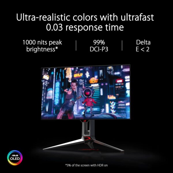 ASUS ROG Swift OLED PG27AQDM gaming monitor ― 27-inch (26.5-inch viewable) QHD (2560 x 1440) OLED panel, 240Hz, 0.03 ms response time, G-SYNC® compatible, 99% DCI-P3, true 10-bit color - Image 71