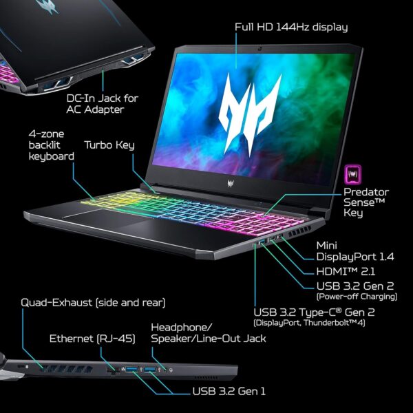 Acer Predator Helios 300 Gaming Laptop, Intel i7-10750H, NVIDIA GeForce RTX 3060 Laptop GPU, 15.6" Full HD 144Hz 3ms IPS Display, 16GB DDR4, 512GB NVMe SSD, WiFi 6, RGB Keyboard, PH315-53-71HN - Image 24