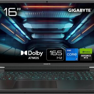 Gigabyte G6X 9KG 2024 Gaming Laptop- 16 Inch, 165Hz FHD, Intel Core i7-13650HX, RTX 4060 GPU, 16GB DDR5 4800MHz, 1x 1TB Gen4 SDD, Windows 11 Home, 2 Year Warranty, Dolby Atmos, G6X 9KG-43UK854SH