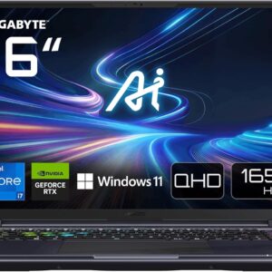 Gigabyte AORUS 16X 9SG Gaming Laptop - 16 Inch, 165Hz WQXGA, Intel i7-13650HX, GeForce RTX 4070, 32GB DDR5 4800MHz, 1x 1TB Gen4 SDD, Windows 11 Home, 2 Year Warranty, Dolby Atmos, 16X 9SG-43UKC64SO