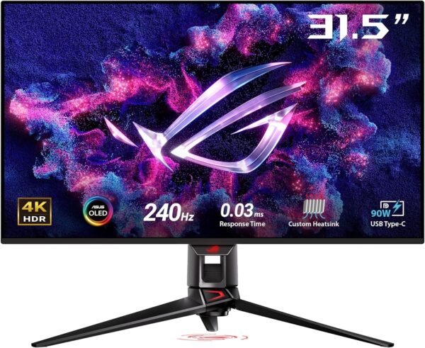 ASUS ROG Swift OLED PG32UCDM gaming monitor ― 32-inch 4K QD-OLED panel, 240Hz, 0.03ms (GTG), G-SYNC compatible, custom heatsink, graphene film, uniform brightness, 99% DCI-P3, True 10-bit, 90 W Type-C